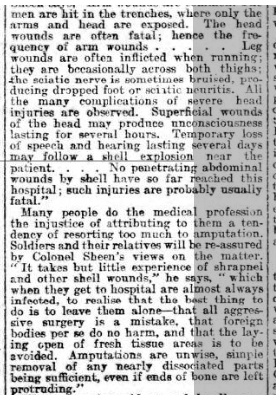 Western Mail 09/01/1915 Dr Sheen, Welsh Hospital, Netley