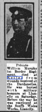 Pte William Murphy at Netley Hospital 1915