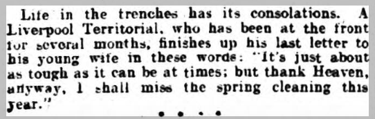 Nottingham Journal 11/03/1915 Trenches over Spring Cleaning any day?