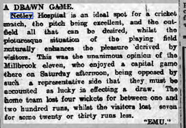 Cricket at Netley Hospital