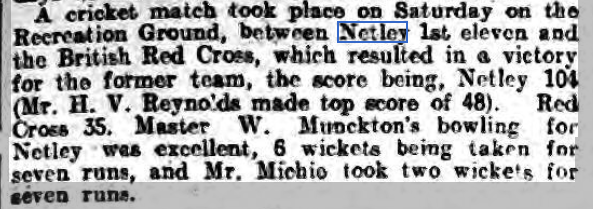 Cricket Match at Red Cross Hospital, Netley
