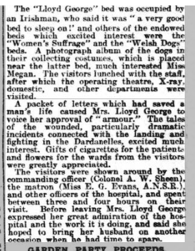 Mrs Lloyd George visits Welsh Hospital, Netley