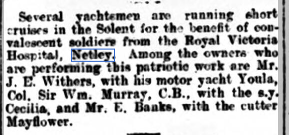 Local Yachtsmen helping with wounded at Netley