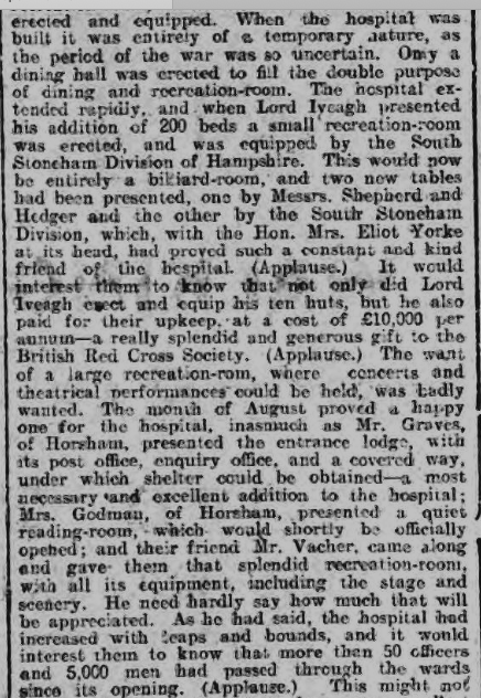 New recreation Room for Red Cross Hospital, Netley