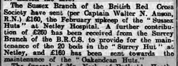 Hampshire Advertiser 20/02/1915 Red Cross Hutted Hospital at Netley