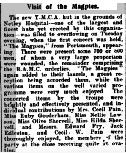 New YMCA Hut at Netley Hospital