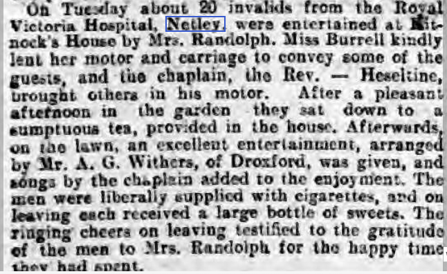 Day Out for Netley's wounded soldiers