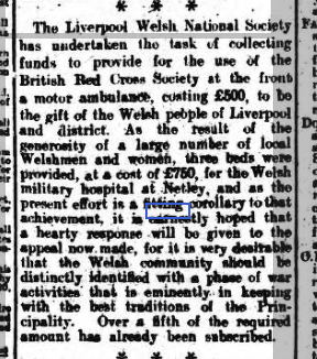 More funds for the Welsh Hospital at Netley