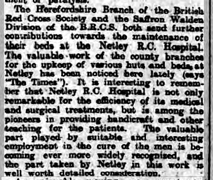 Herefordshire Beds at Netley Red Cross Hospital