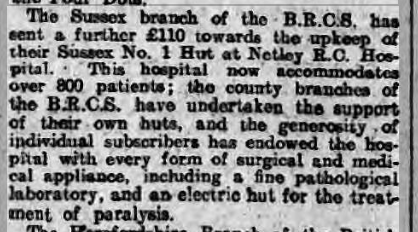 Sussex No 1 Hut at Netley Red Cross Hospital