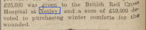 British Farmers Red Cross Funding for Netley Hospital
