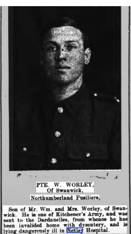 Pte Worley in Netley Hospital 1916