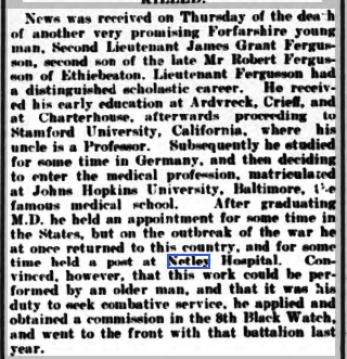Second-Lt Ferguson employed at Netley Hospital