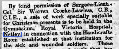 Sale of Work at Royal Victoria Hospital Netley