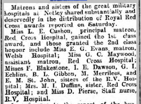 Netley Nurses receive Royal Red Cross Awards