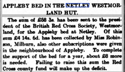 Appleby Bed in Westmorland Hut at Netley Hospital