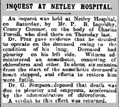 Inquest at Netley Hospital on Charles Purcell