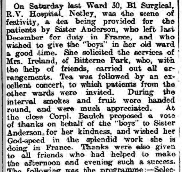 Ex-Sister throws a Ward Party at Netley Hospital