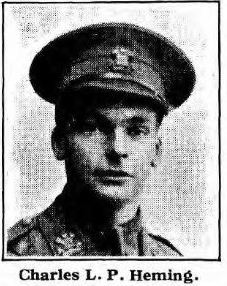 Photo Lt Charles L P Heming at Netley Hospital 1917