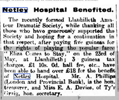 Welsh Hospital Netley Benefited from Welsh Concert