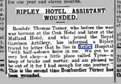 Bombadier Thomas Turner at Netley Hospital 1917