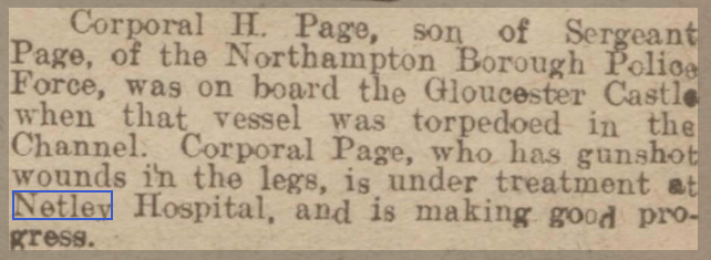Corporal Page at Netley Hospital