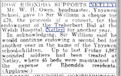 Ynyswen School in Rhondda aids Welsh Hospital