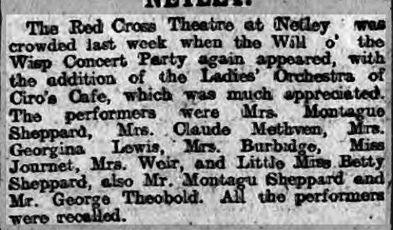 Will o' the Wisp Concert Party at Netley Red Cross Theatre