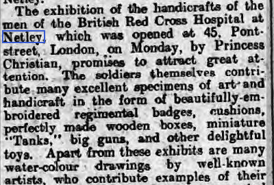 Exhibition of Handicrafts from Netley wounded