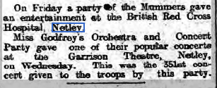 Entertainment at Netley Hospital 1918