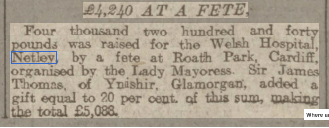 Roath Park Fete for Welsh Hospital Netley