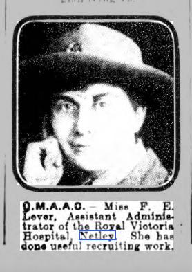 Miss Lever Assistant Administrator at Netley 1918
