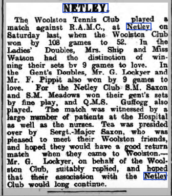 Woolston Tennis Club take on RAMC at Netley