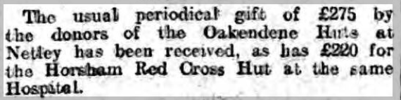 Oakendene + Horsham Huts at Netley Red Cross