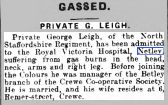 Private Leigh at Netley Hospital - gas burns