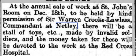 Annual Sale of Work of Netley Hospital Handicrafts
