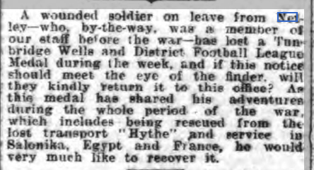 Wounded soldier at Netley loses his medal?