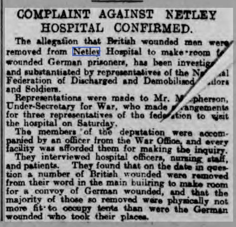 Complaint against Netley Hospital confirmed