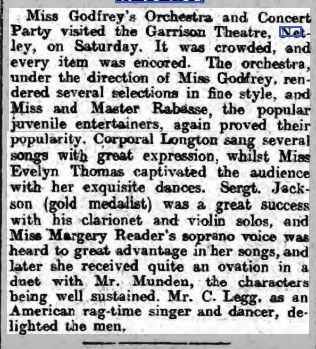 Netley Garrison Theatre concert in 1918