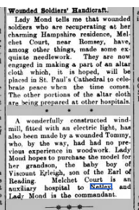 Wounded Soldier' Handicrafts at Melchet Court