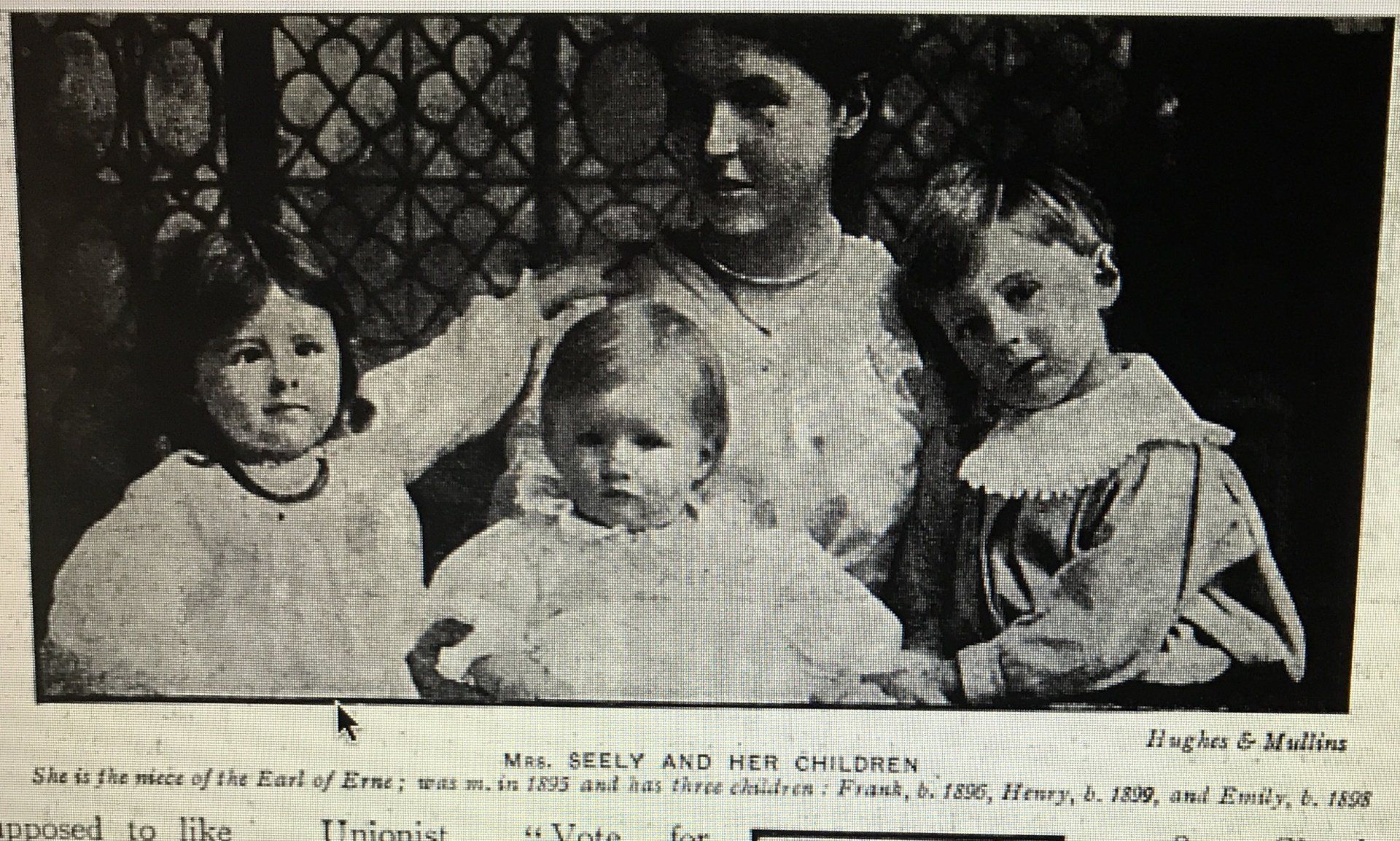 Emily Florence Seely (nee Crichton) Mrs Seely and her children