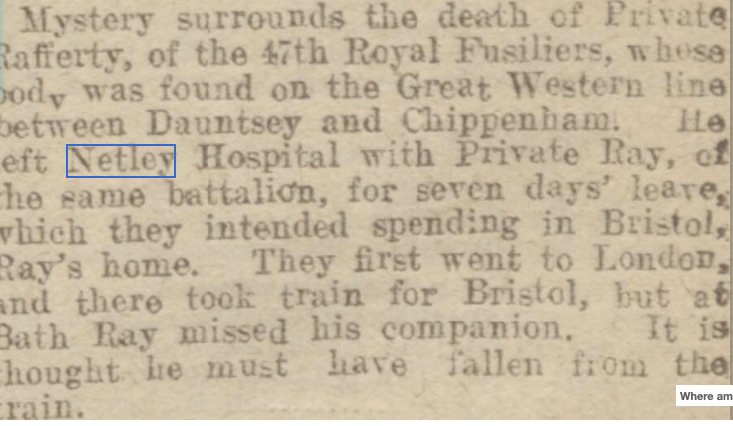 Private Rafferty at Netley Hospital 1919