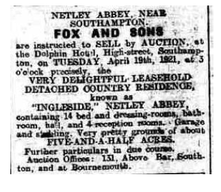 Ingleside Netley Abbey for sale - again