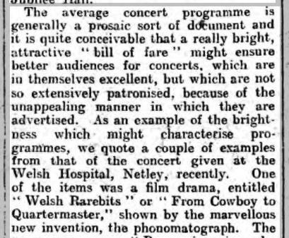 Welsh Hospital Concert 1921