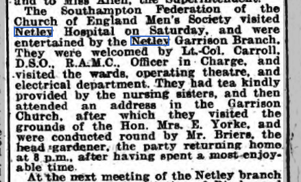 Church of England Men's Society at Netley 1921