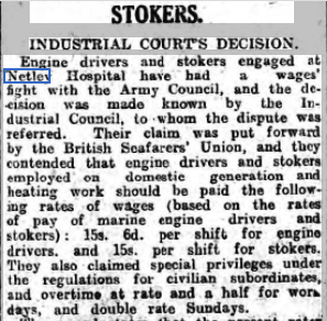 Engine Drivers + Stokers at Netley Hospital 1921