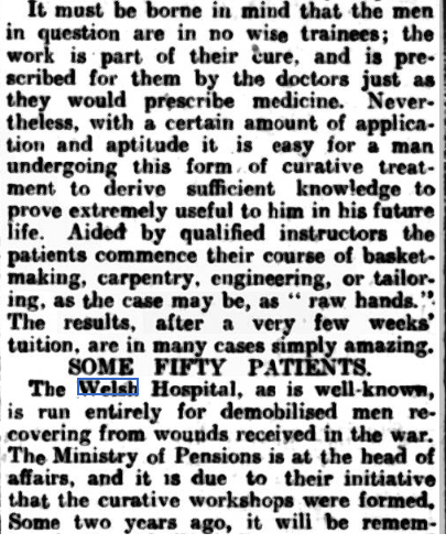 Ministry of Pensions at Welsh Hospital Netley