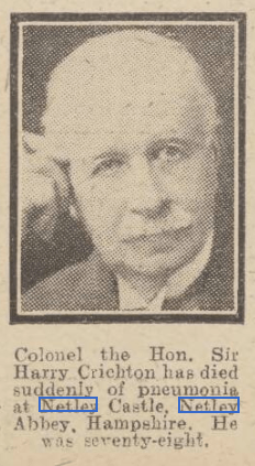 Hon Sir Harry Crichton photo in 1922, age 78
