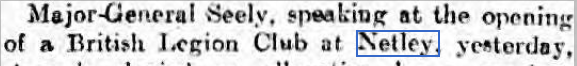 British Legion Hall Netley opened by Major General Seely