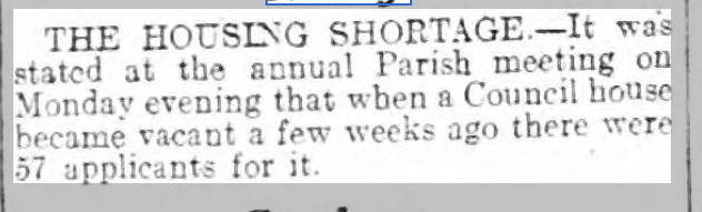 Housing shortage at Netley Abbey in 1924